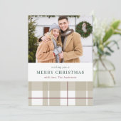 Moderne rustieke geplakte kerstfotokaart feestdagenkaart (Staand voorkant)