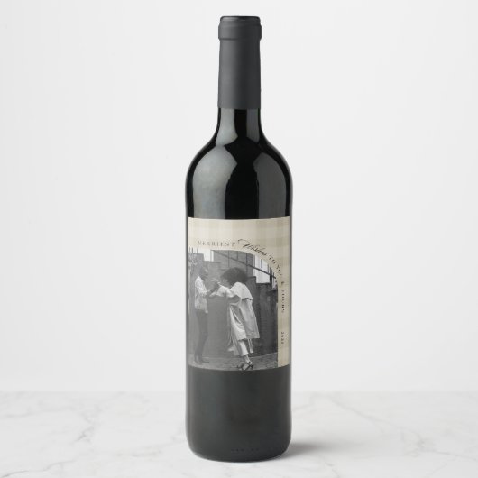 Moderne Rustieke Geruite Wijnlabel Personaliseerba Wijn Etiket (Voorkant)