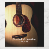 Moderne Rustieke Gitaar Muziek Muzikant Trouwdag Wijn Etiket (Enkel label)