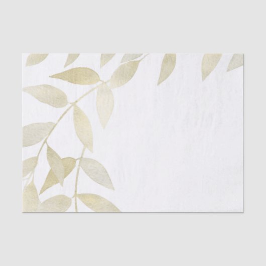 Moderne Rustieke Gouden Bladeren Botanische Bruilo Tissuepapier (Voorkant)