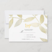 Moderne Rustieke Gouden Goud Bladeren Botanische R RSVP Kaartje (Voorkant)