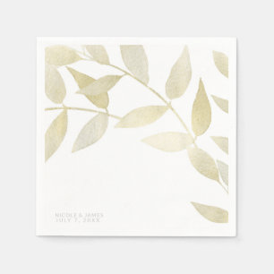 Moderne Rustieke Gouden Gouden Bladeren Botanische Servet