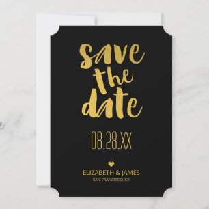 Moderne Rustieke Gouden Trouwkaart Save The Date