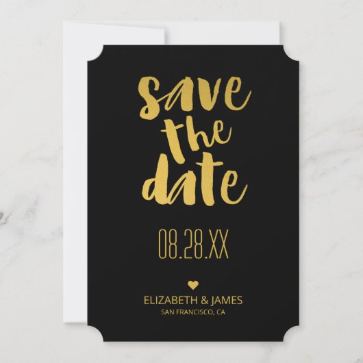 Moderne Rustieke Gouden Trouwkaart Save The Date (Voorkant)