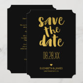 Moderne Rustieke Gouden Trouwkaart Save The Date (Voorkant / Achterkant)