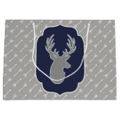 Moderne rustieke grijze herten & witte pijlen groot cadeauzakje (Voorkant)