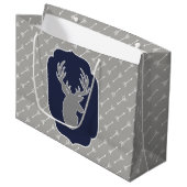 Moderne rustieke grijze herten & witte pijlen groot cadeauzakje (Voorkant Gekanteld)