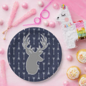 Moderne rustieke grijze herten & witte pijlen papieren bordje (Feest)