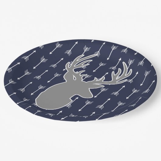 Moderne rustieke grijze herten & witte pijlen papieren bordje (Gekanteld)