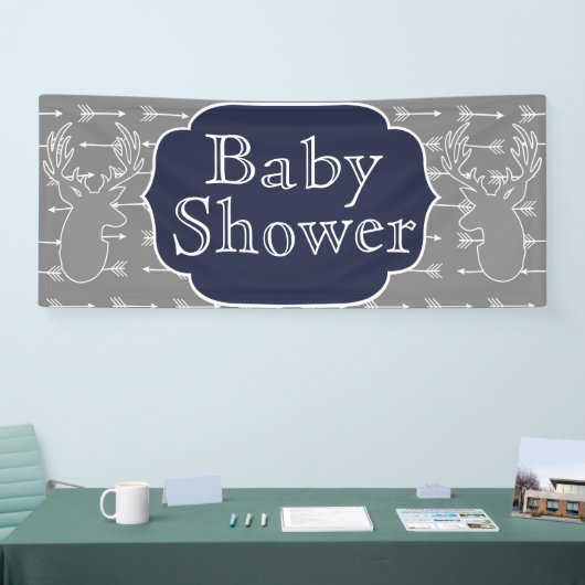 Moderne rustieke grijze herten & witte pijlen spandoek (Beurs)