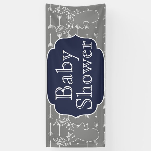 Moderne rustieke grijze herten & witte pijlen spandoek (Verticaal)