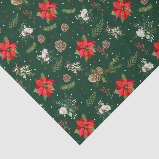 Moderne Rustieke Groene Botanische Bloemen Kerstmi Tissuepapier (Detail)