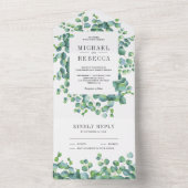 Moderne Rustieke Groene Eucalyptus Bladeren Bruilo All In One Uitnodiging (Binnen)