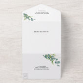 Moderne Rustieke Groene Eucalyptus Krans Bruiloft All In One Uitnodiging (Buitenkant)