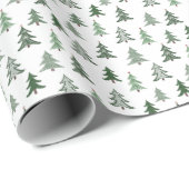 Moderne rustieke groene kerstboom cadeaupapier (Rol Hoek)