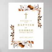 Moderne Rustieke Herfst Bloemdoop Welkomstbord Poster (Voorkant)