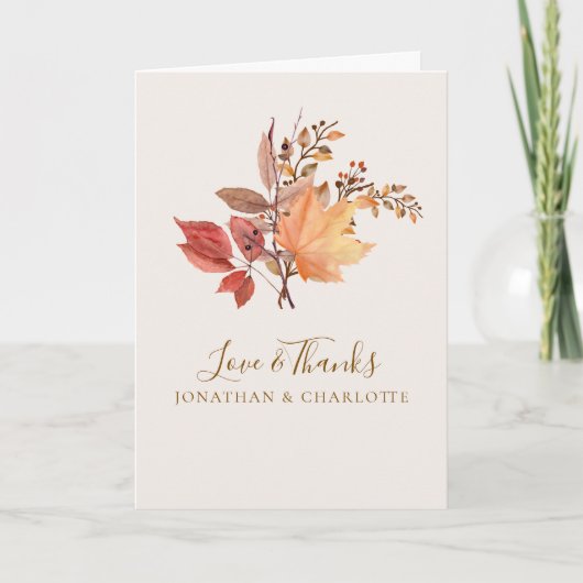 Moderne Rustieke Herfst Boho Bloem Bruiloft  Bedankkaart (Voorkant)