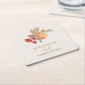 Moderne Rustieke Herfst Boho Bloem Bruiloft Kartonnen Onderzetters (Schuin)