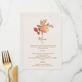 Moderne Rustieke Herfst Boho Bloem Bruiloft Menu