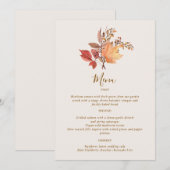 Moderne Rustieke Herfst Boho Bloem Bruiloft Menu (Voorkant / Achterkant)