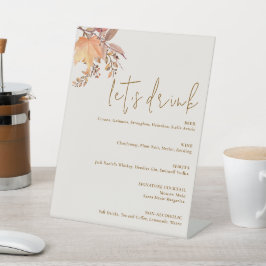 Moderne Rustieke Herfst Boho Bloem Bruiloft Reclamebord Met Voetstuk