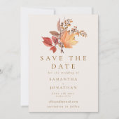 Moderne Rustieke Herfst Boho Bloem Bruiloft Save The Date (Voorkant)