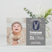 Moderne Rustieke Hert & Pijlen Geboorteaankondigin Kaart (Staand voorkant)