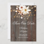Moderne Rustieke Houten Bloem Licht Bruiloft Save The Date (Voorkant)
