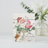 Moderne rustieke houten bloemen Botanische kunst Briefkaart (Staand voorkant)