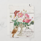 Moderne rustieke houten bloemen Botanische kunst Briefkaart (Voorkant / Achterkant)