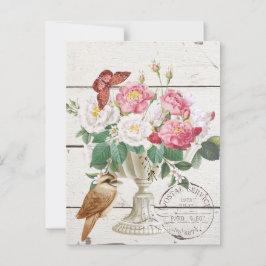 Moderne rustieke houten bloemen Botanische kunst Briefkaart