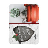 Moderne Rustieke Houten Hart Familie Foto Vakantie Magneet (Verticaal)