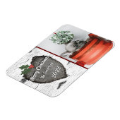 Moderne Rustieke Houten Hart Familie Foto Vakantie Magneet (Linkerzijde)