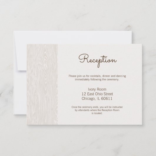 Moderne Rustieke Houtnerf Trouwreceptiekaart Kaart (Voorkant)