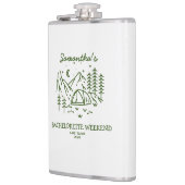 Moderne Rustieke Kampeer Bachelorette Feestje Natu Heupfles (Links)