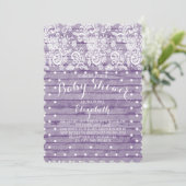 Moderne rustieke Kant Meisjes Baby shower Invitati Kaart (Staand voorkant)