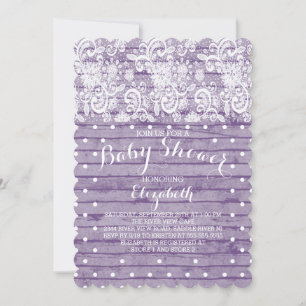 Moderne rustieke Kant Meisjes Baby shower Invitati Kaart