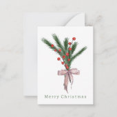 Moderne Rustieke Kerst Botanische Groenelementen Notitiekaartje (Voorkant)