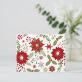 moderne rustieke kerstbloemen feestdagenkaart (Staand voorkant)