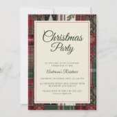 Moderne rustieke Kerstmis Tartan Plaid Uitnodiging (Voorkant)