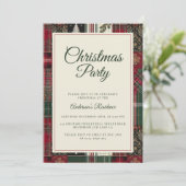 Moderne rustieke Kerstmis Tartan Plaid Uitnodiging (Staand voorkant)