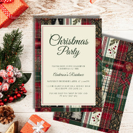 Moderne rustieke Kerstmis Tartan Plaid Uitnodiging