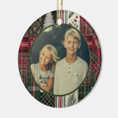 Moderne rustieke kerstplakfoto keramisch ornament (Links)