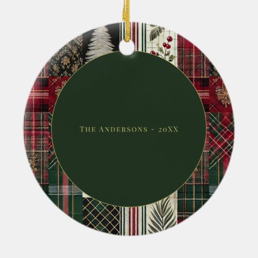 Moderne rustieke kerstplakfoto keramisch ornament (Achterkant)