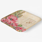 Moderne Rustieke Klaproos Bloem Bruiloft Papieren Bordje (Gebogen)