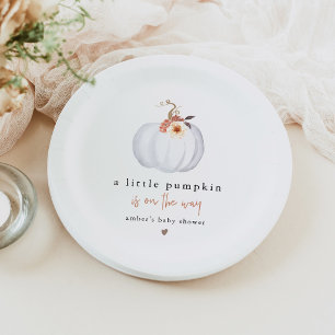 Moderne Rustieke Kleine Pompoen Baby Shower Papieren Bordje