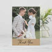 Moderne rustieke kraft foto bruiloft bedankkaart