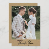 Moderne rustieke kraft foto bruiloft bedankkaart
