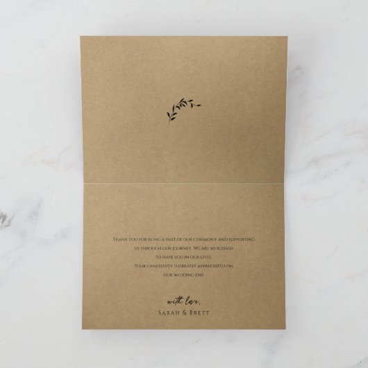 Moderne rustieke Kraft foto bruiloft Dank u Kaart (Binnen)