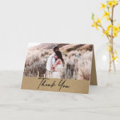 Moderne rustieke Kraft foto bruiloft Dank u Kaart (Gele Bloem)